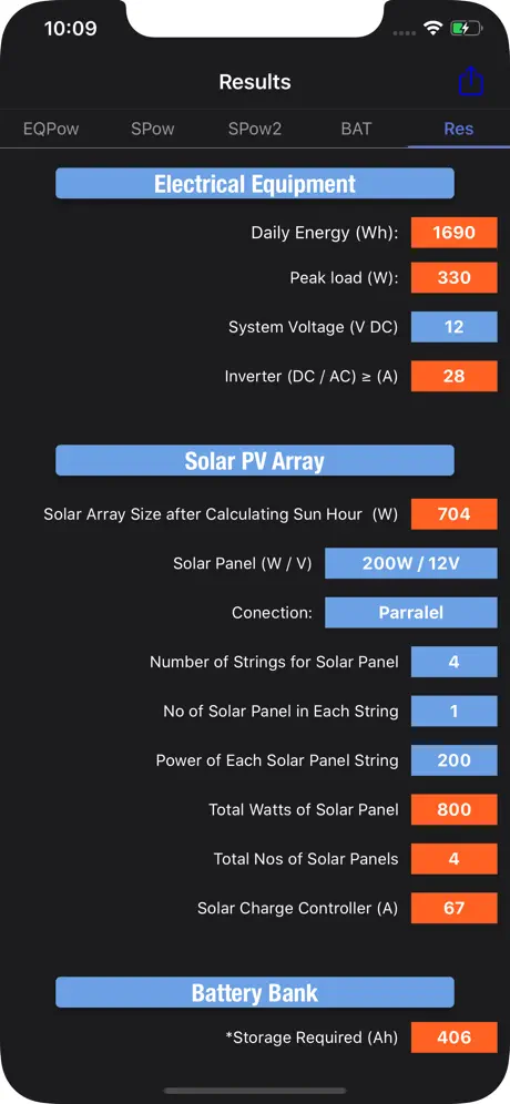 PV Calculator - off grid