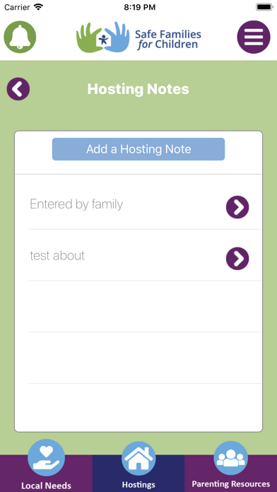 Safe Families Screenshot