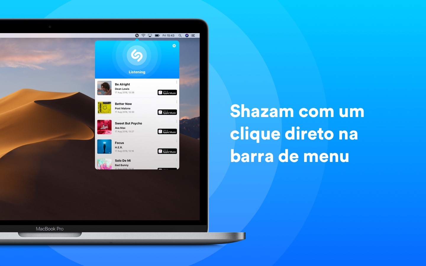 Screenshot do app Shazam: qual é a música