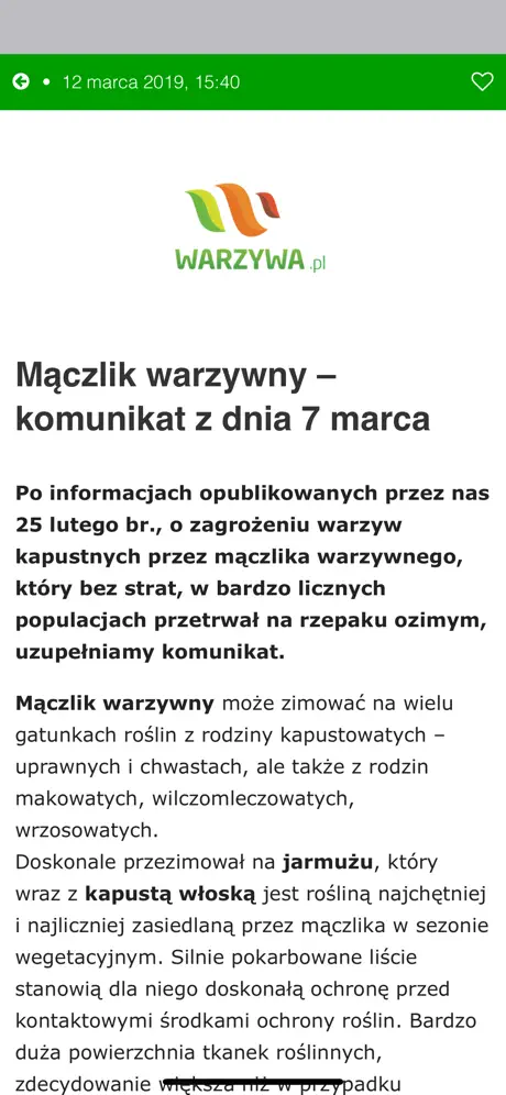 Komunikaty warzywnicze