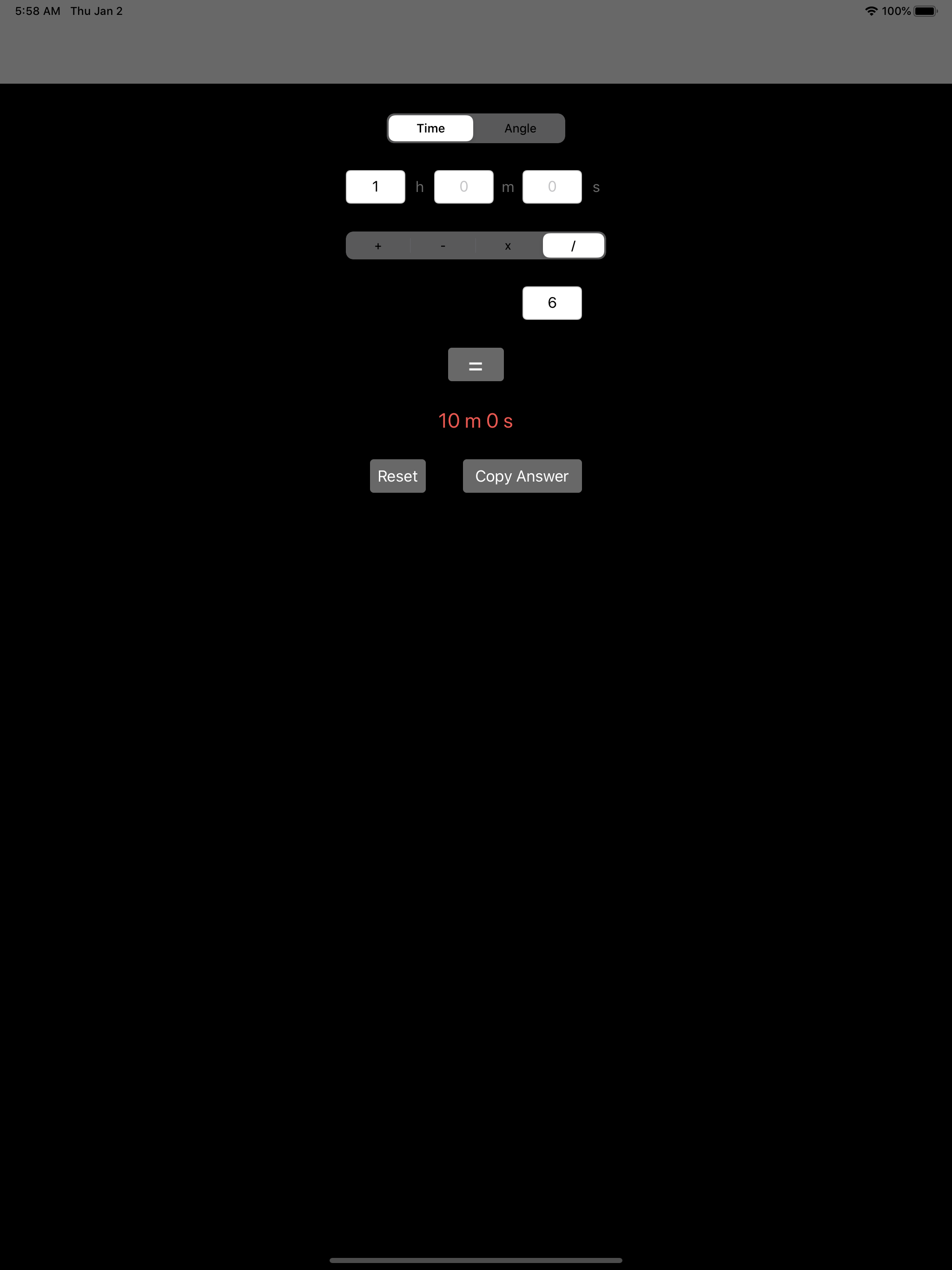 calculator for time & angle