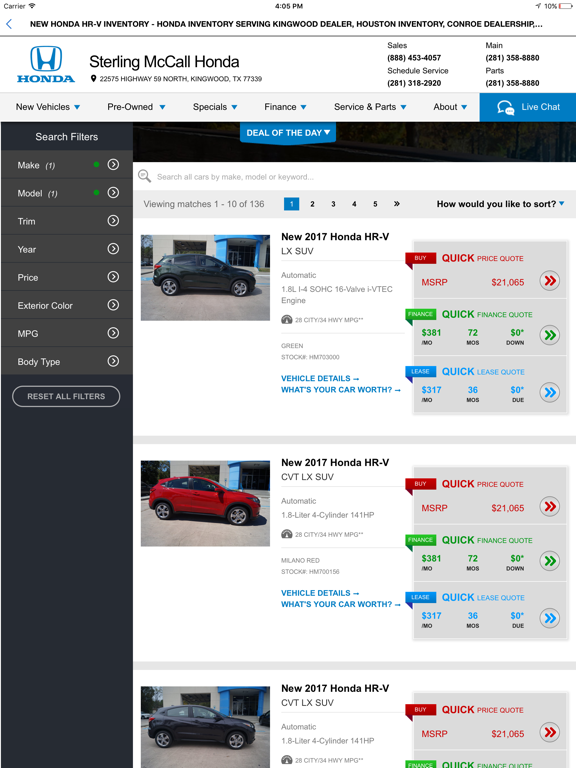 Sterling McCall Honda iPad screenshot 4 - Shopping app