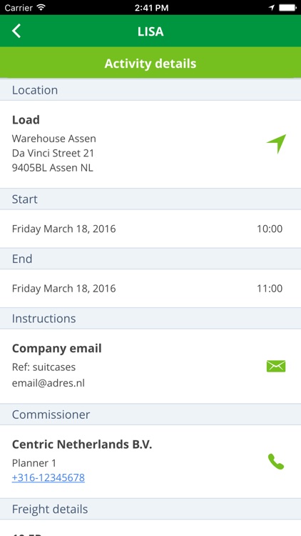 LISA, the logistics app