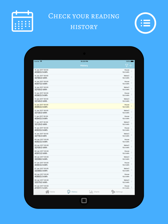 Electricity Meter Tracker iPad screenshot 4 - Utilities app