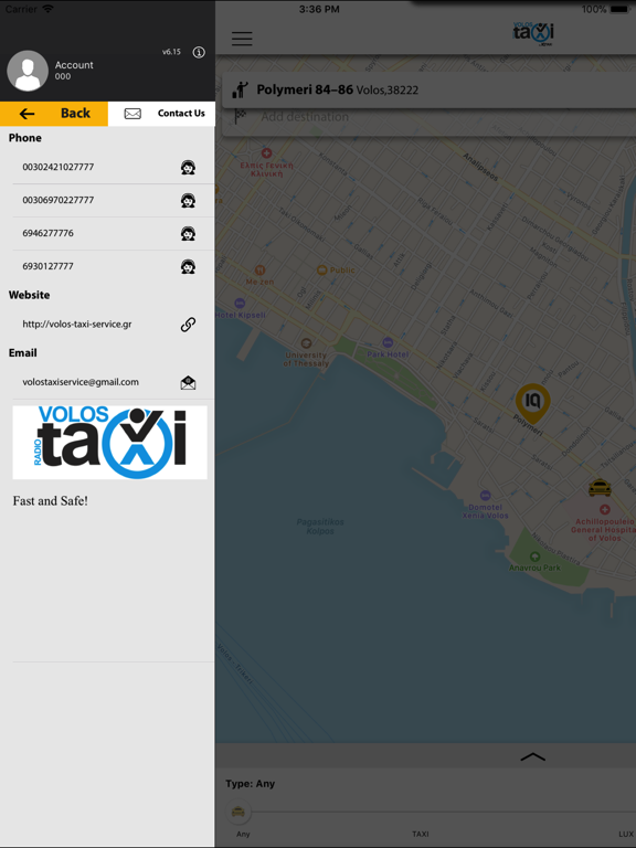 Volos Taxi iPad screenshot
