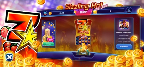 Sizzling Hot™ Deluxe Slot - Users can easily access bonus offers and collect virtual 'Twists', enhancing the gaming experience with readily available rewards.