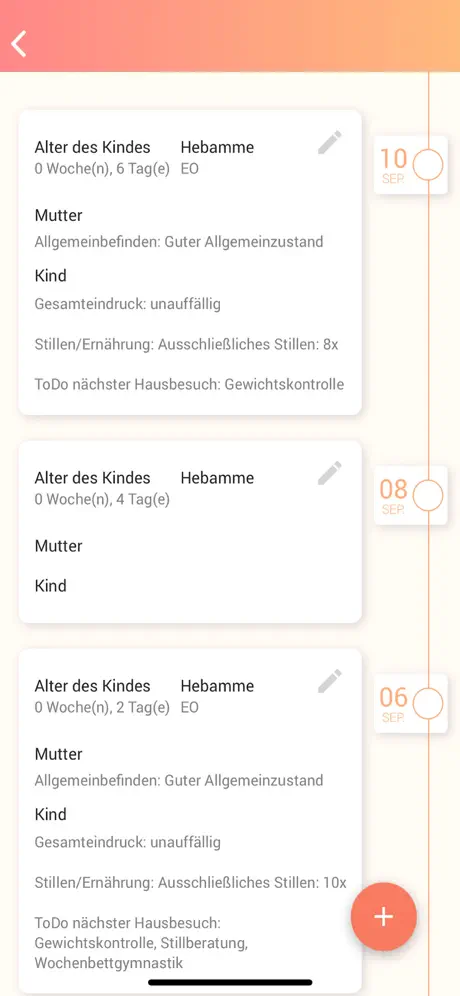 MyMidwife: Dokumentation