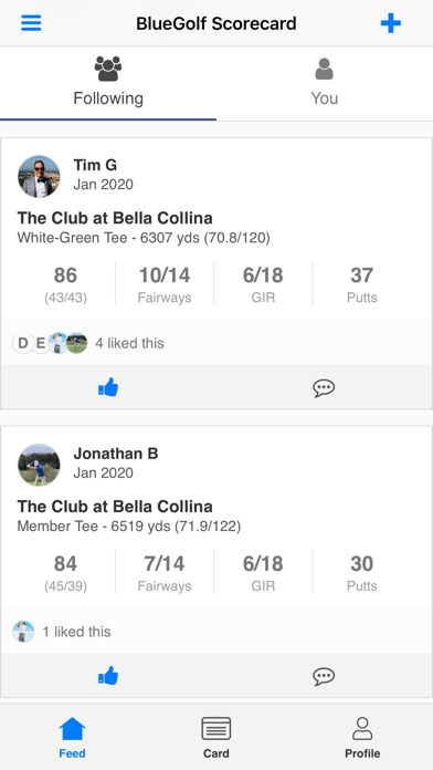 BlueGolf Scorecard Screenshot