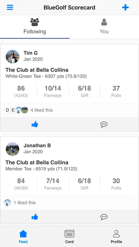 BlueGolf Scorecard