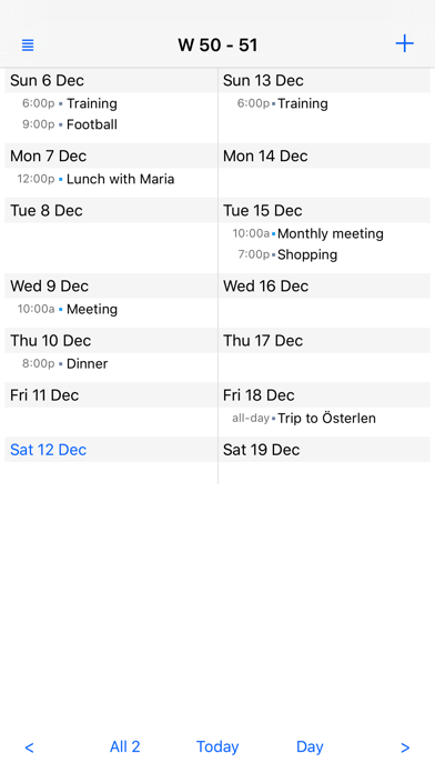 Week View Calendar Screenshot