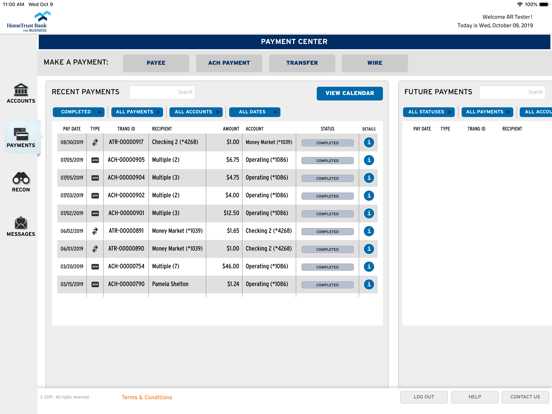 HomeTrust Bank Business Mobile iPad screenshot
