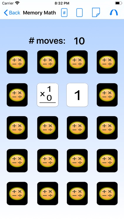 Memory Math: +, -, x, /