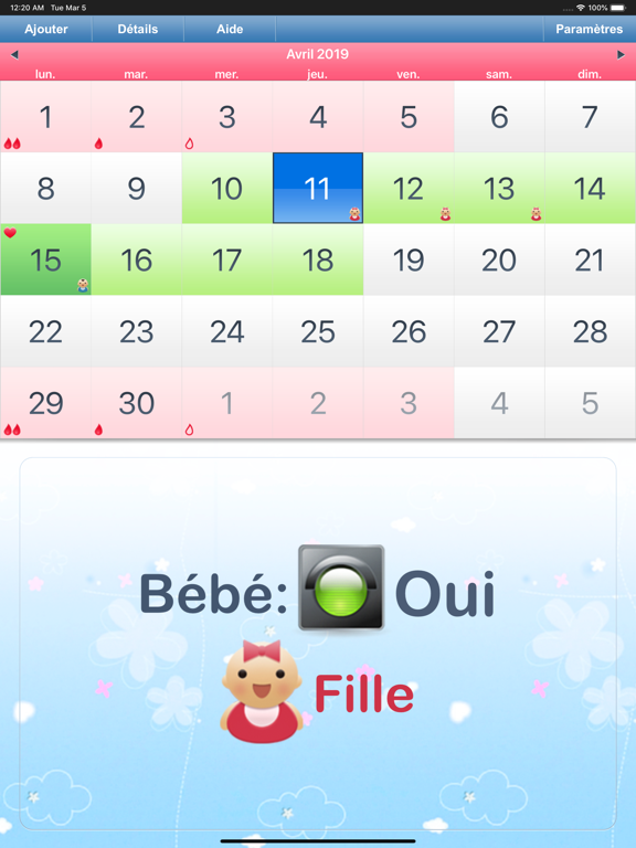 Screenshot #4 pour Calendrier règles & ovulation