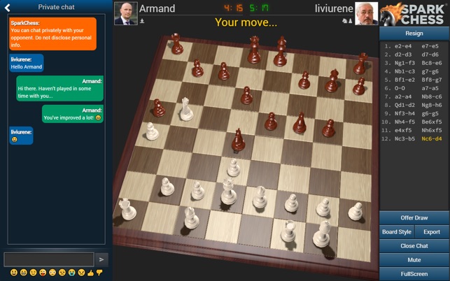 Play chess online with SparkChess Lite 