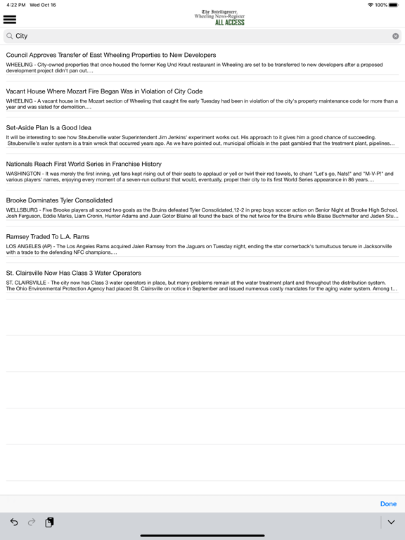Wheeling Newspapers All Access iPad screenshot