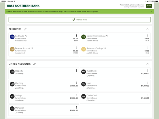First Northern Mobile Banking iPad screenshot 2 - Finance app