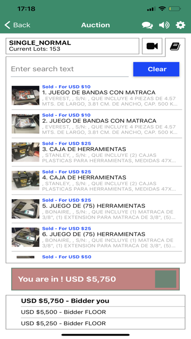 Lyon Mexico Bidding App Screenshot