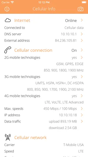 Cellular Info screenshot 1