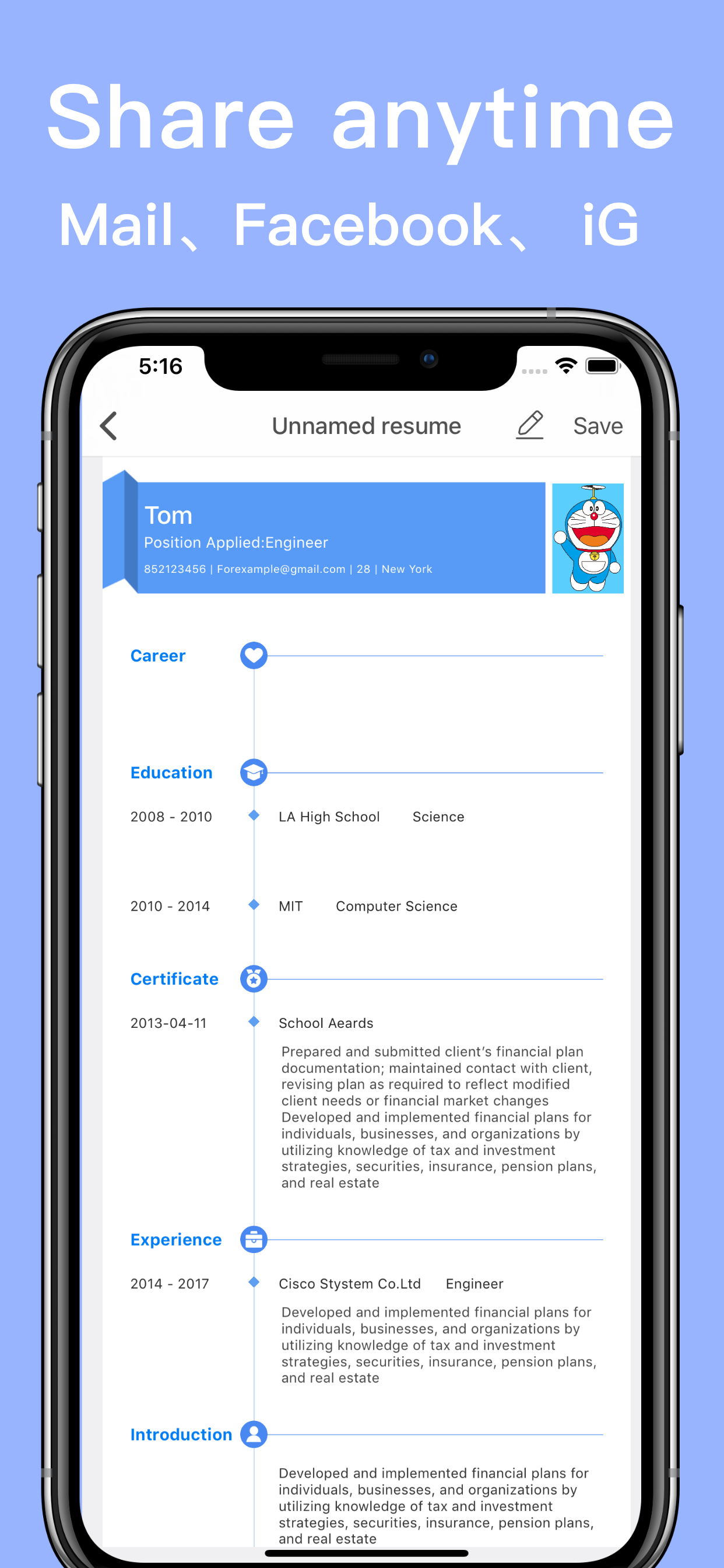 ResumeCV-resume builder app screenshot 3