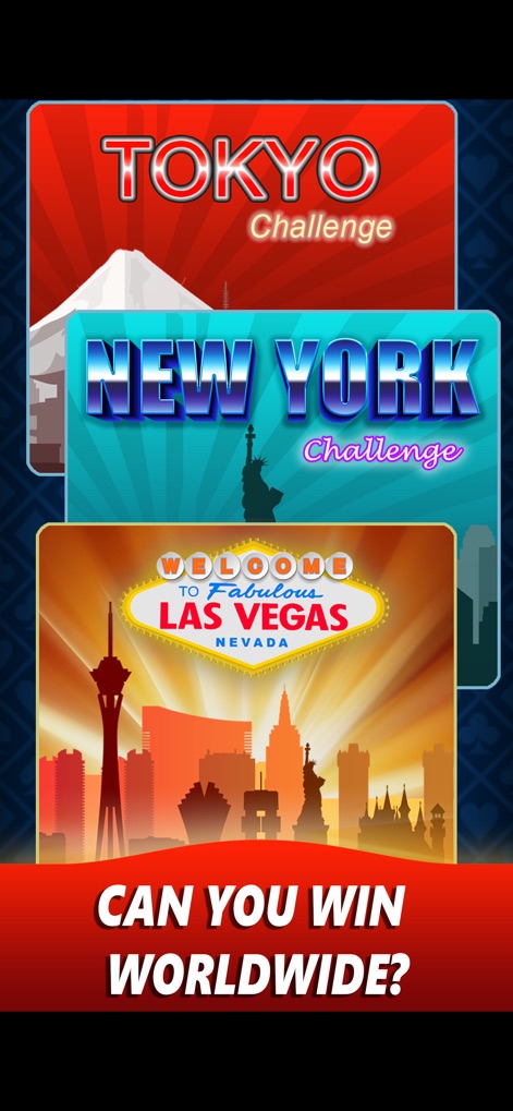 Scopa Online - Gioco di carte - L'app introduce emozionanti "Sfide" a tema città come "TOKYO Challenge" e "NEW YORK Challenge", offrendo agli utenti la possibilità di competere e conquistare riconoscimenti in diverse ambientazioni.