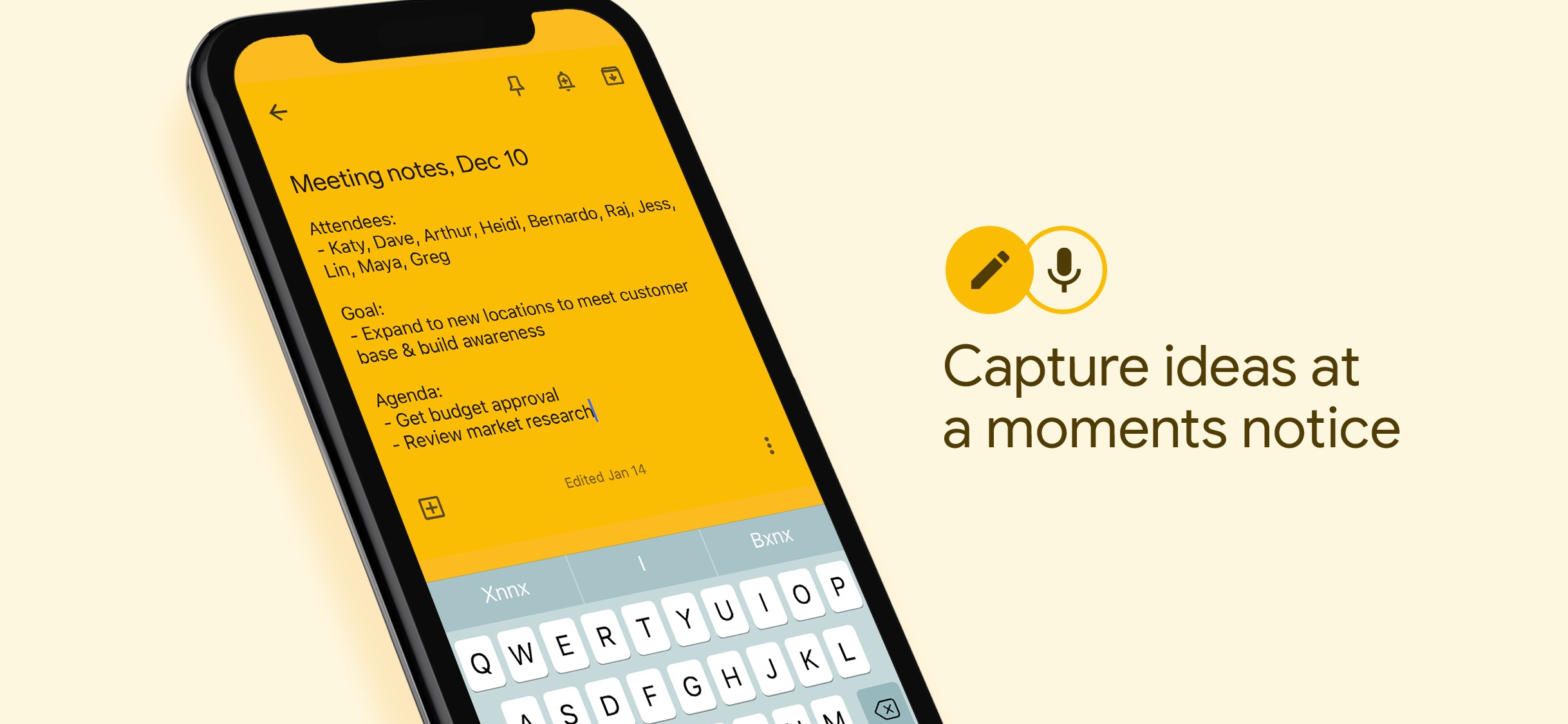 Screenshot do app Google Keep: notas e listas
