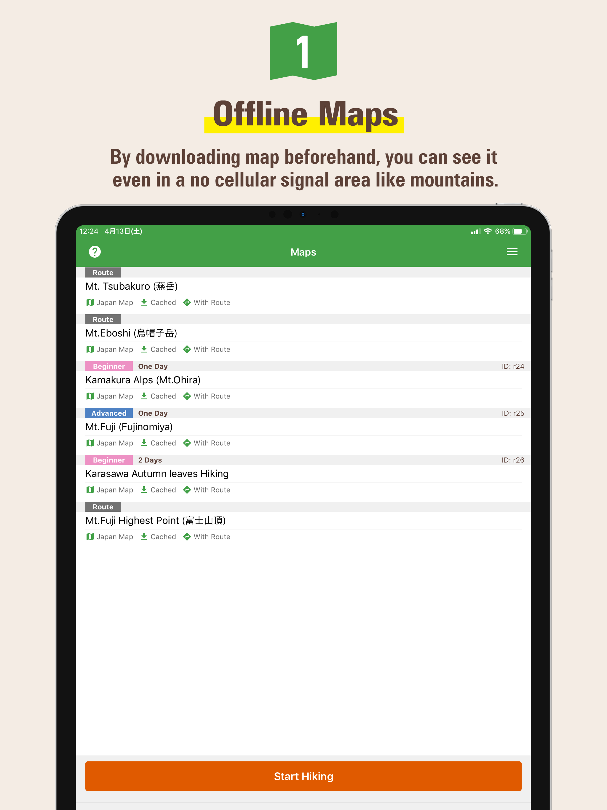 Japan Alps Hiking Map