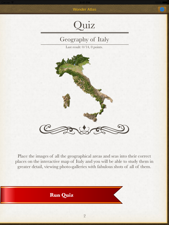 Italy. The Wonder Atlas Quiz iPad screenshot