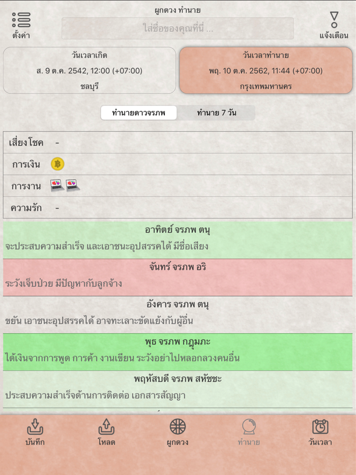 ผูกดวง ทำนาย