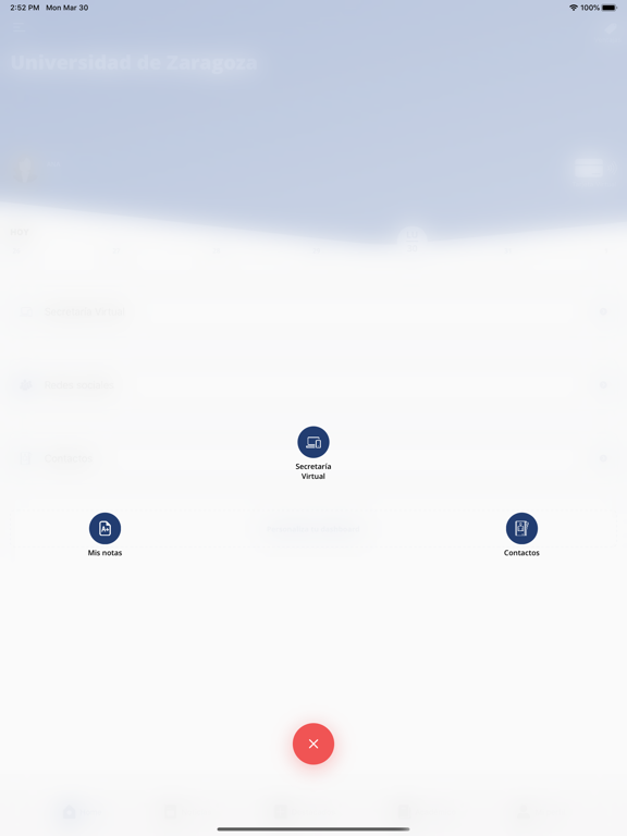 Universidad de Zaragoza iPad screenshot
