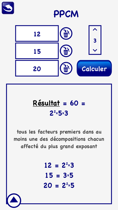 Screenshot #3 pour Calcul PPCM PGCD Facteur Lite