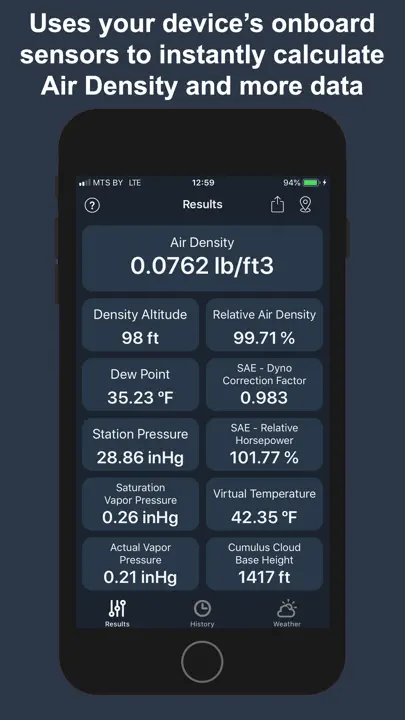 Air Density & Altitude: AirLab iPhone Ekran Görüntüsü 1