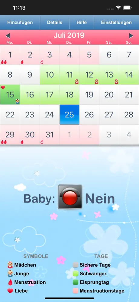 Menstruations Kalender.