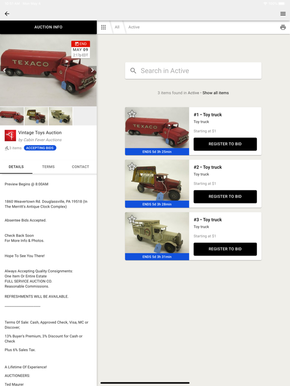 Cabin Fever Auctions iPad screenshot