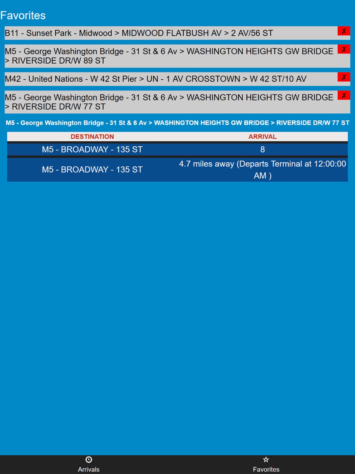 New York MTA Bus Time ipad screenshot 1