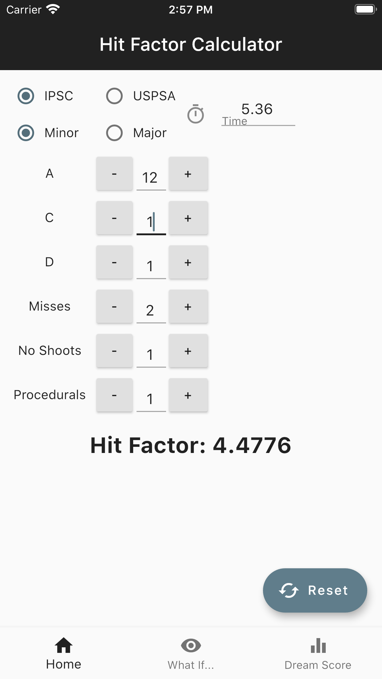 Hit Factor Calculator