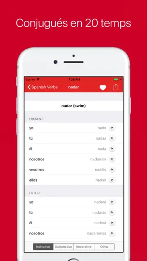 Capture d'écran de Verbes Espagnol sur iPhone 2