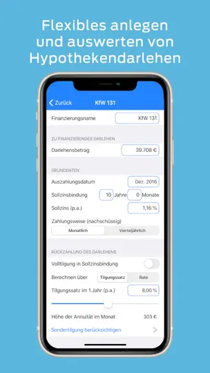 Screenshot von Hypothekenrechner HypoPlaner auf dem iPhone 1