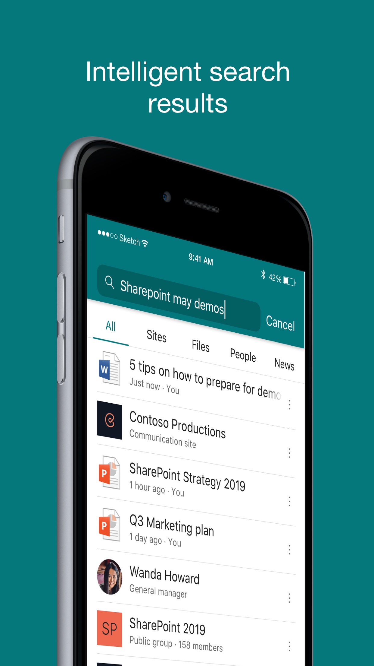 Screenshot do app Microsoft SharePoint