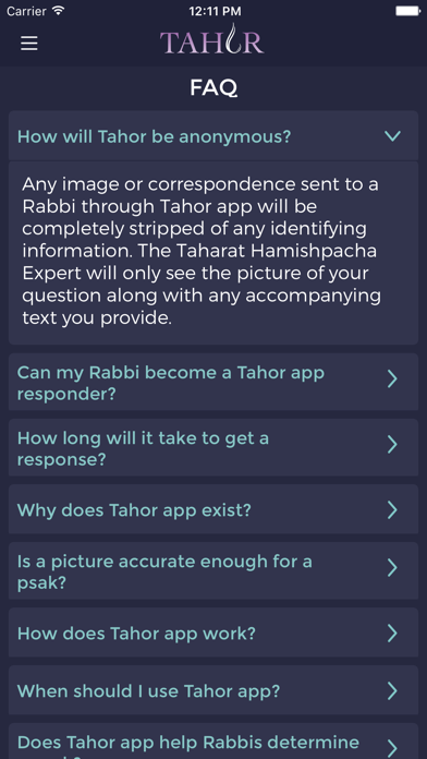 Tahor: Mikvah Questions Screenshot