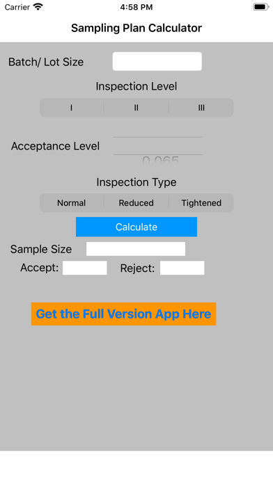 Screenshot #2 pour Sampling Calculator Lite