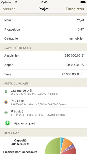 Capture d'écran de Mes Prêts, Simulation Crédit sur iPhone 4