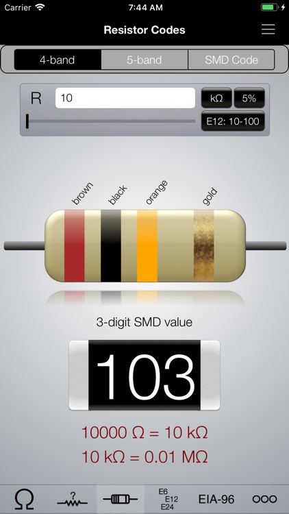 Resistor ToolKit, Color Codes