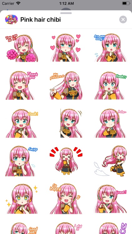 Pink Hair chibi stickers emoji