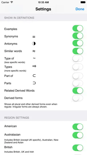 Screenshot von WordWeb Audio Dictionary auf dem iPhone 5