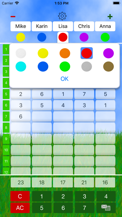 Mini Golf Score Card Screenshot