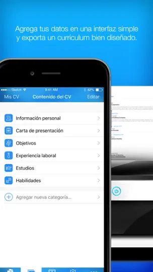 Captura de pantalla de Currículum Vítae en iPhone 3