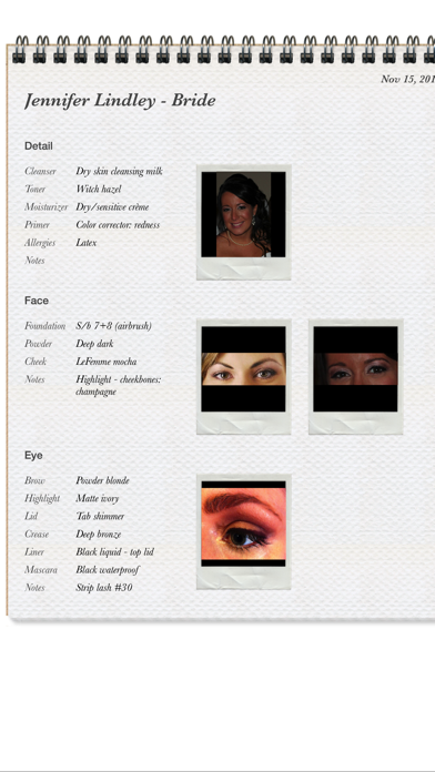 Face Charts Continuity App Screenshot
