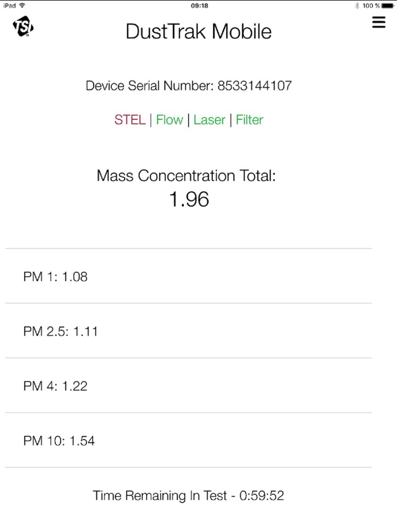 Screenshot #4 pour DustTrak Mobile