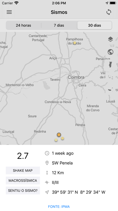 Sismos@IPMA Screenshot