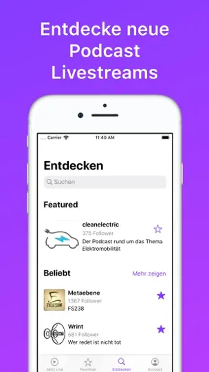 Screenshot von Podlive auf dem iPhone 4